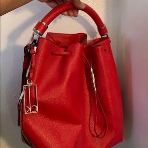 Red Calvin Klein bucket bag